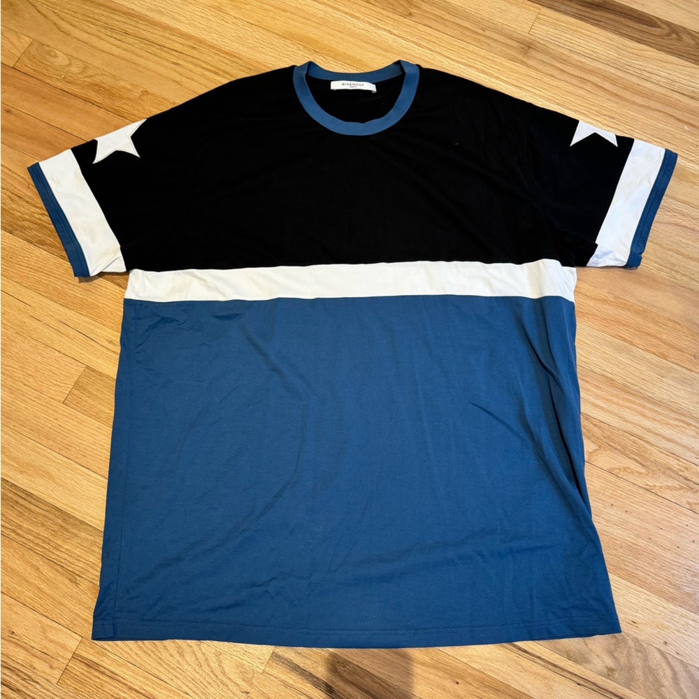 GIVENCHY Black and Blue Star T-shirt XL